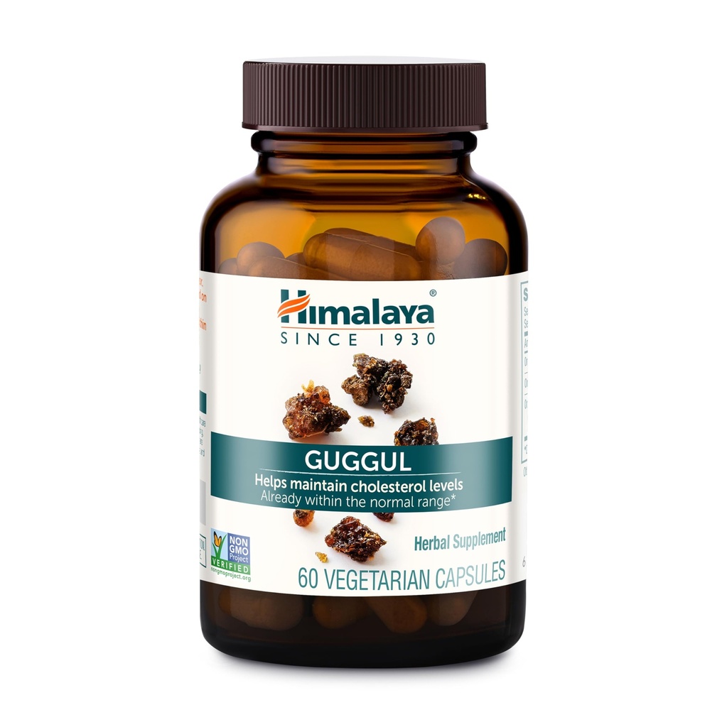 Himalaya Guggul - Liver Detox, Cholesterol, HDL & LDL Desteği - Vegan, Non-GMO, Gluten Free, 720 mg, 60 Capsules