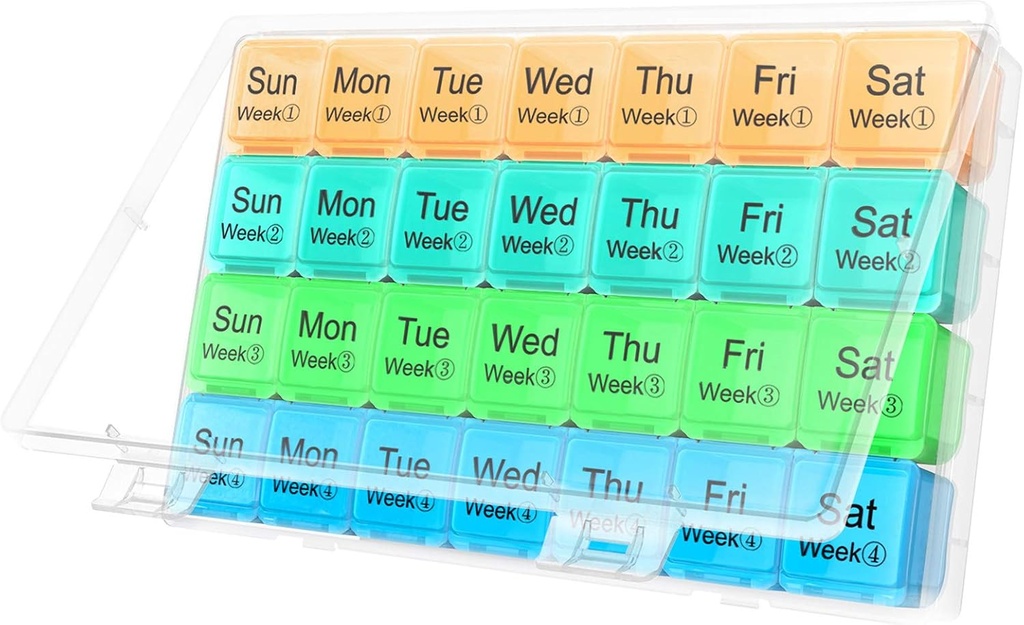 Büyük Aylık Pill Organizer 28 Günlük İlaç Organize Deposu Haftaya Kadar Daha Büyük Karşılaştırmalar Toz-Proof Pill Vaka İlaçları Vitaminler/Fish Oil /Supplements/Fish Oil /Supplements /