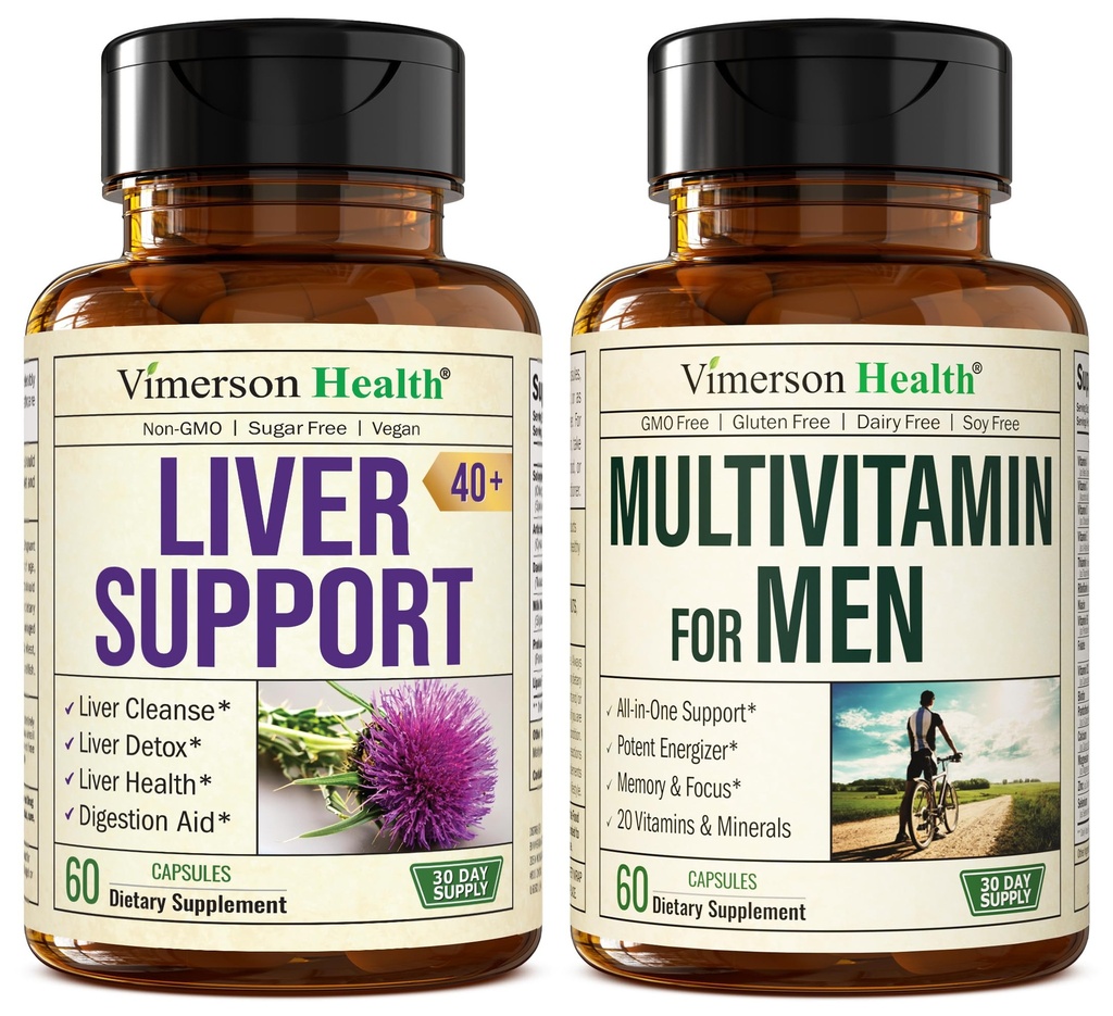Vimerson Health Liver Cleanse Detox & Repair Milk Thistle Supplement & Multivitamin for Men - Complete Mens Multivitamins & Multiminerals with Vitamin A, C, D, E, B12, Zinc, and More Vitamins for Men