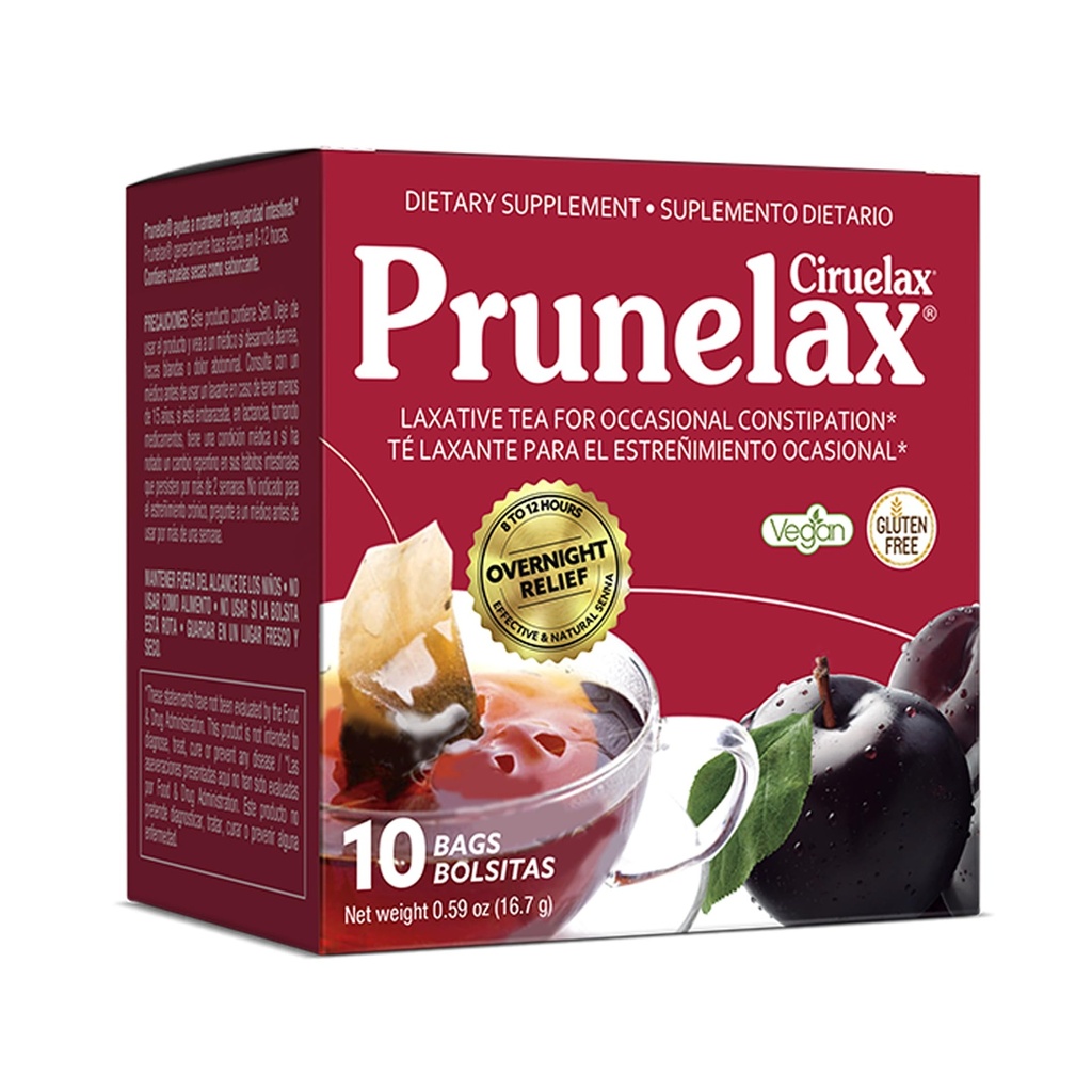 Prunelax Ciruelax Düzenli Kuvvet Laxative Çay Çantası - Doğal Senna Ekstraksiyonları ile Yap, Occasional Constipation, Senna Tür - 10 Çanta