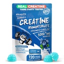 Erkekler ve Kadınlar için Kreatif Monohidrat Gummies Kompleks - 120 Gummies Advanced Formula, L-Taurine + Vitamin B12 Kas Güçlü, Kas Builder, Enerji Boost, Pre-Workout Supplement - Blueberry