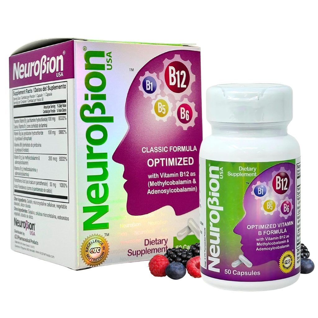 Neurobion Optimized Classic Formula B12 Methylcobalamin Dietary Supplement 50 Capsules