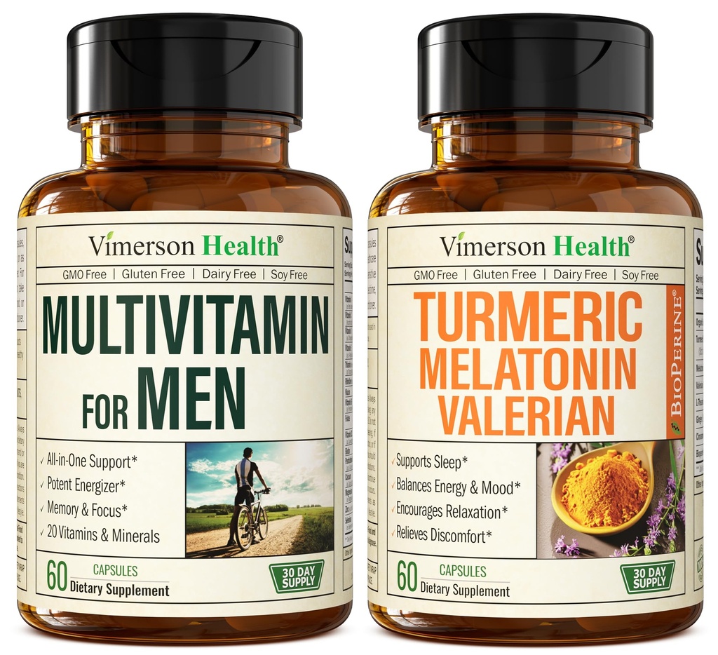 Erkekler Multivitamins + Turmeric Melatonin Valerian Sche for Joint Support and Discomfort Relief, Immune Health & Inflammatory Response