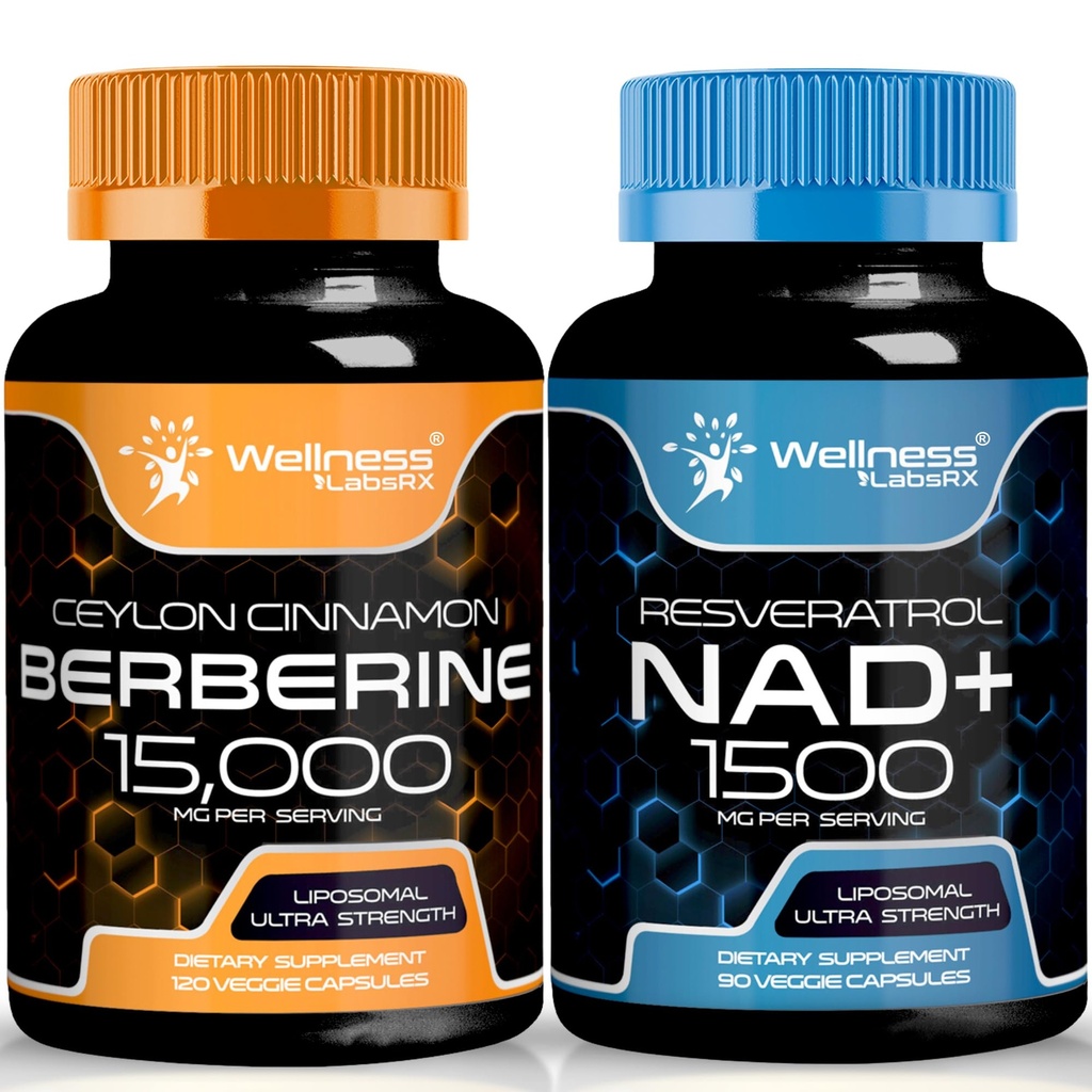 WELLNESS LABSRX NAD Supplement, 1500 mg - NAD+ ile Resveratrol│Berberine 1500 mg - Ceylon Cinnamon ile Berberine