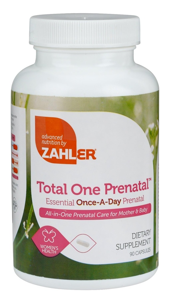 Zahler - Kadınlar için Total One Prenatal Vitaminler (90 Kont) Daily Multi Vitamin Prenatals with Folic Acid, Iron, çinko & 19 Diğer Temel Vitaminler & Mineraller - Kosher Pre Natal Multivitamin Capsules