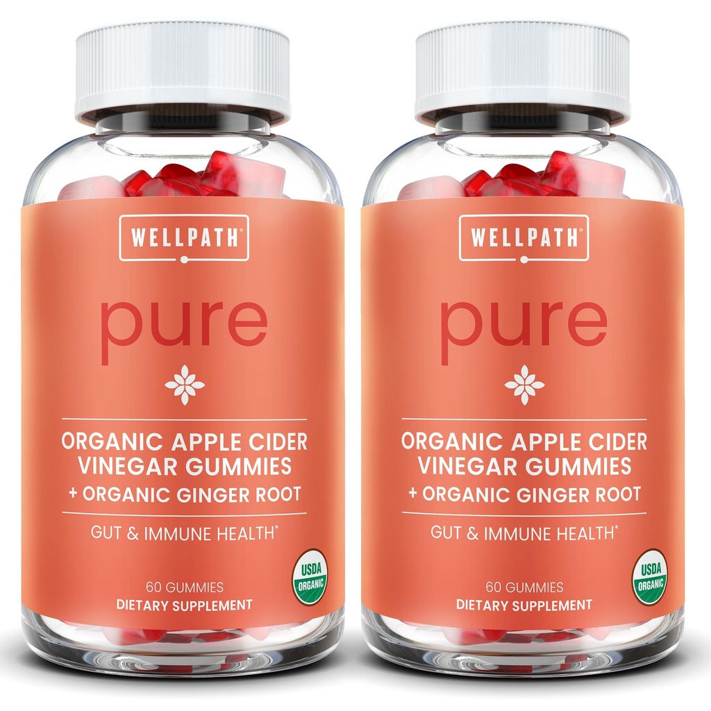 WellPath Pure ACV Gummies (2 Pack) - Apple Cider Vinegar ile Anne - USD Gut Health | Vegan, Non-GMO, 120 Ct