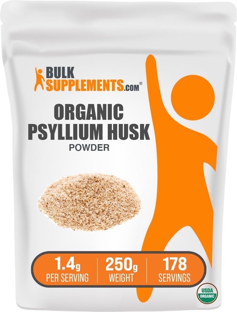 BulkSupplements.com Organik Psyllium Husk Toz - Beslenme, Fiber Supplement - Gluten Free, 1.4g per Service, 250g (8.8 oz) (Pack of 1)