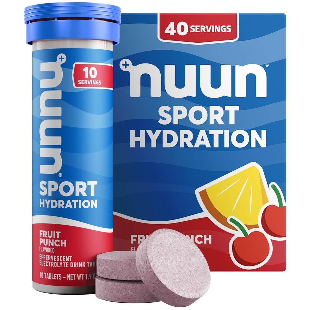 Nuun Sport Electrolyte Tabletleri, Magnezyum, Pyum, Chloride & sodyum, Gluten Free & Vegan, Meyveli, 4 Pack (40 Toplamı)