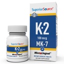 Üstün Kaynak Vitamini K2 MK-7 (Menaquinone-7) 100 mcg - Bone Strength & Health Support Supplement - Aids Health Heart Function - Bariatric-Friendly - 60 Sublingual Dis çözülme Tabletleri