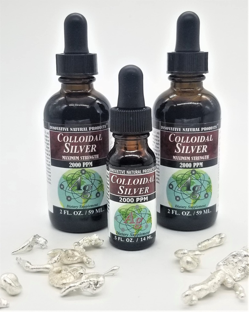 Colloidal Silver 2000 PPM Buy Two 2 OZ GET ONE Trial Size (1/2 oz) Free by Innovative Natural Products
