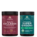 Eski Beslenme Organik SuperGreens Toz, 25 Hizmet + Multi Collagen protein Toz, Unflavored, 45 Hizmetler