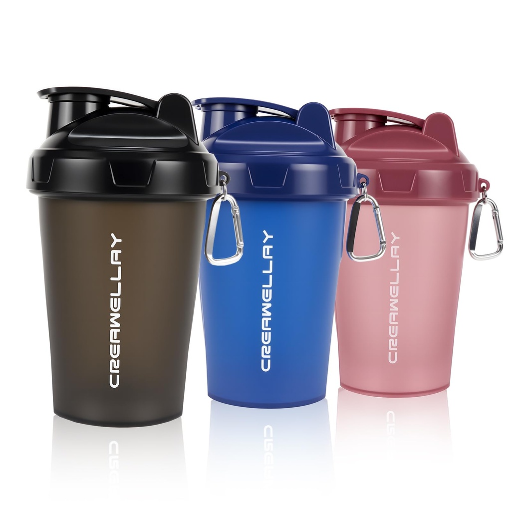 3 Pack Shaker Bottles for Protein Mixes, 17 oz Small Protein Shaker Bottle with Handle, Gym Shaker Cups with Blending Ball for Pre Workout, BPA-Free & Dishwasher Safe (Black, Pink, Blue)