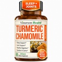 Turmeric Supplement & Chamomile Capsules for Sleep - Organik Turmeric Sleep Supplement with Chamomile Çiçekler Ekstraksiyon (Manzanilla) - Rahatlama ve Stres Desteği - Ortak & Digestive Health. 60 Capsules