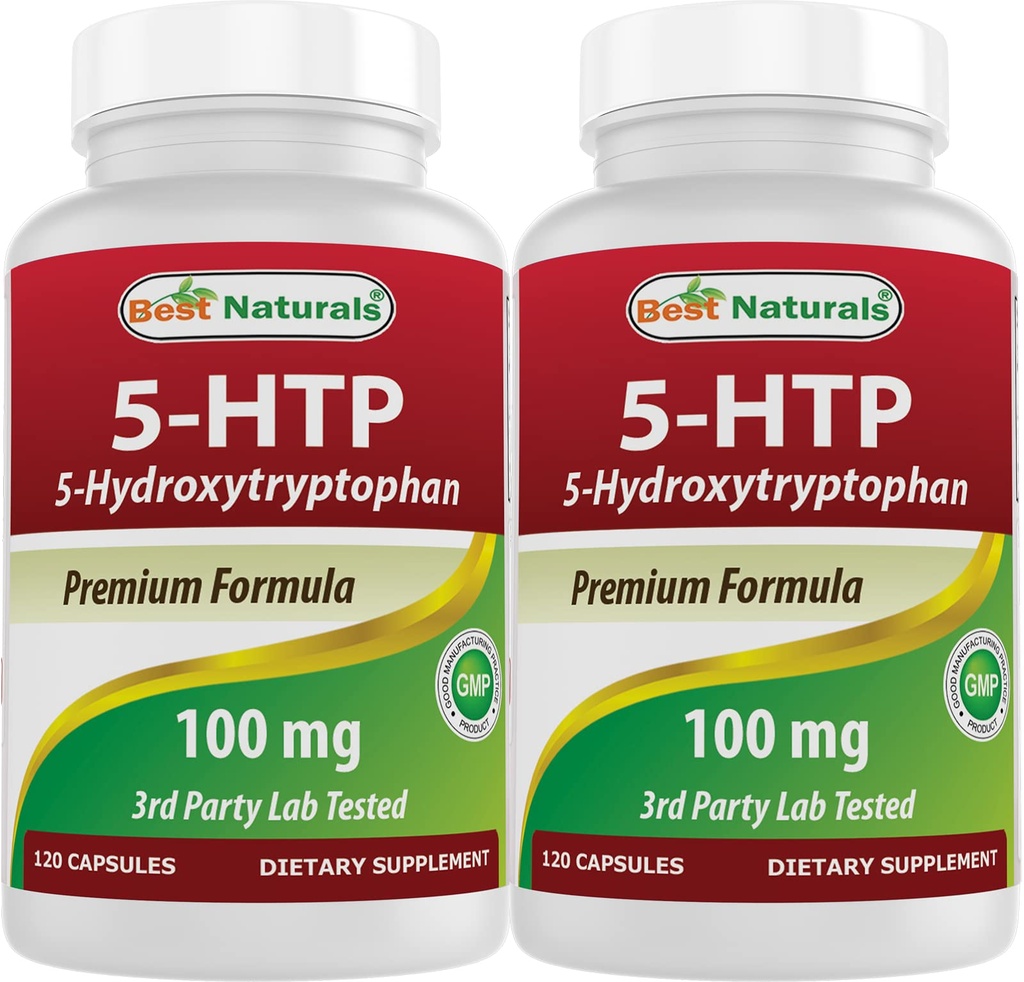 Best Naturals 2 Packs 5-HTP (5-hydroxytryptophan) 100 mg 120 Capsules