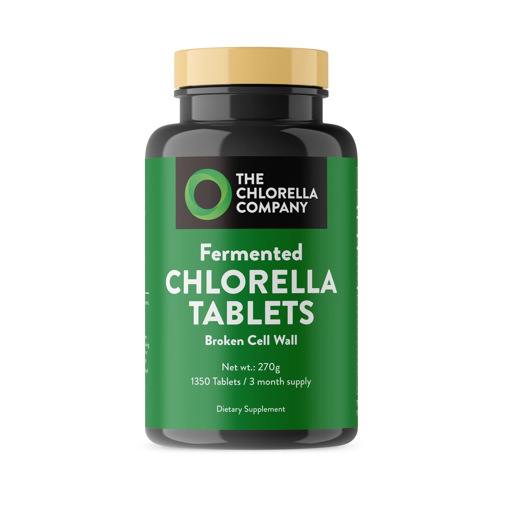 Fermented Chlorella Tabletleri, Chlorophyll, Green Superfood, Algae Supplement, Heavy Metal Detox, Immune Support, Broken Cell Wall, 1350 Tabletler, Non-GMO, Vegan