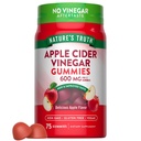 Nature's Truth Apple Cider Vinegar Gummies | 600 mg | 75 Gummies | Apple Flavor | Vegan, Non-GMO, Gluten Free Supplement Supplement