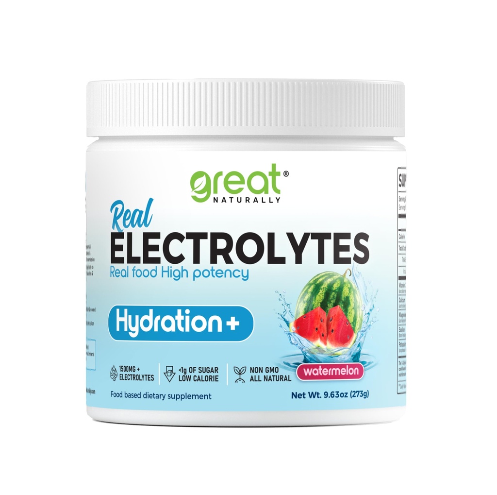 Elektrolytes Toz Hydration | Real Food High potency | Watermelon 30 Servisler | High potency Electrolyte toz | Hydration drink mix | Electrolyte Supplement with P properties Magnezyumul