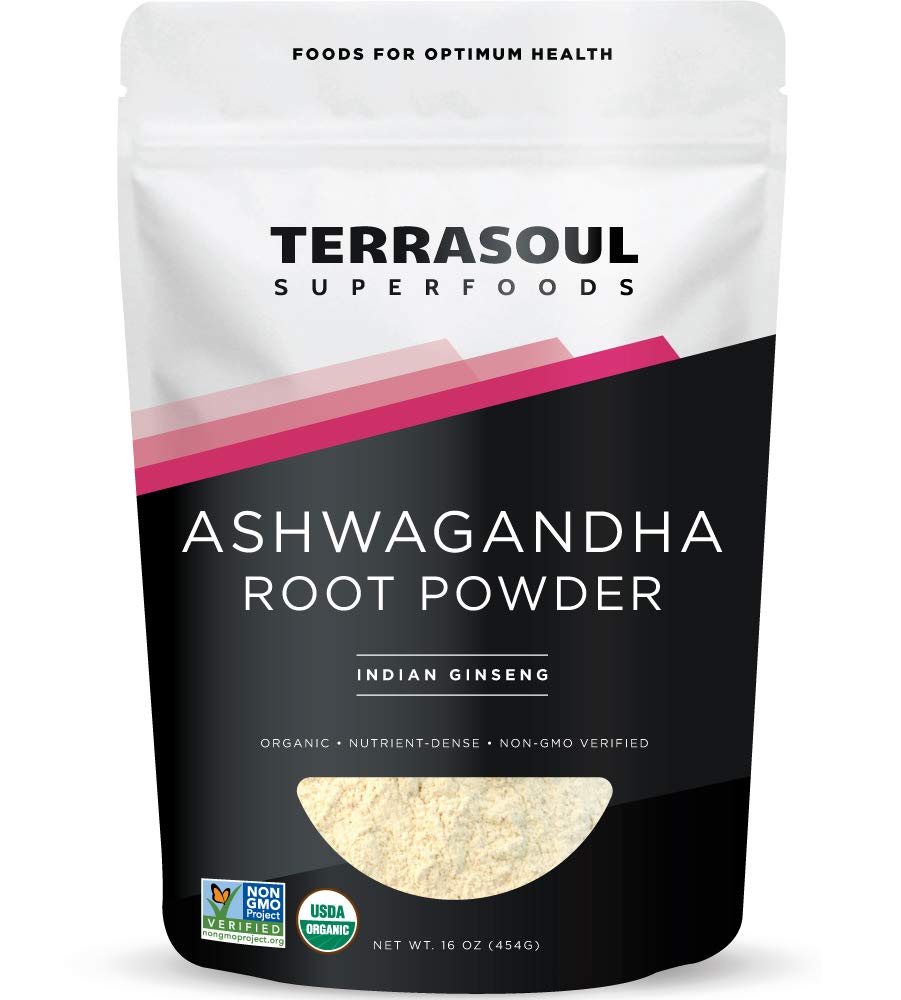 Terrasoul Superfoods Organic Ashwagandha Root Powder, 1 Lb - Stress Adaptogen | May Improve Sleep | Lab-Tested for Quality