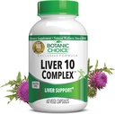 Botanic Choice Liver 10 Kompleksi - Premium Liver Health Support and Wellness Supplement - Natural Herbal Mix with Milk Thistle Extract, Lecithin ve Curcumin C3-60 Pills