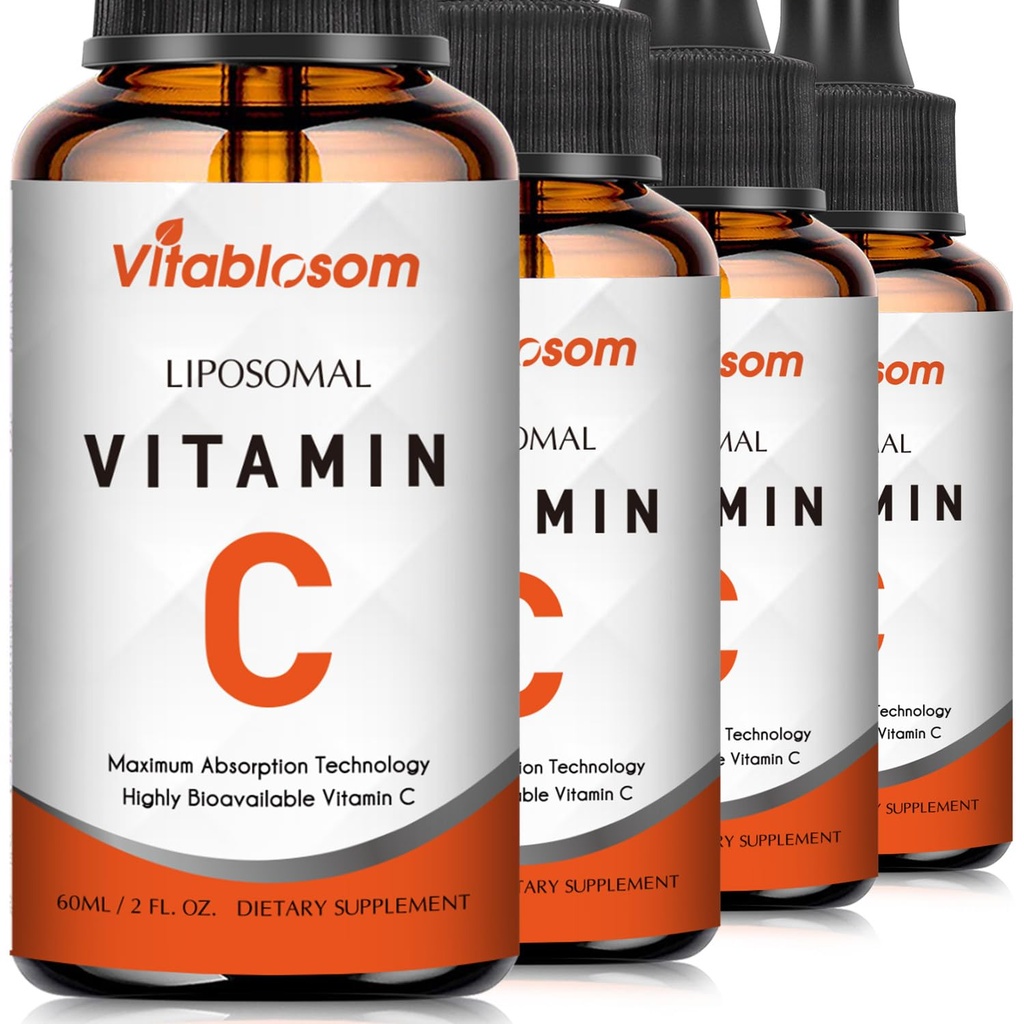 Yetişkinler için Liposomal Vitamin C 2000 mg Sıvı, Yüksek Abvitamin VIT C, Max Vitamin C, Immune System & Antioksi için, 60ML (4 Şişe)