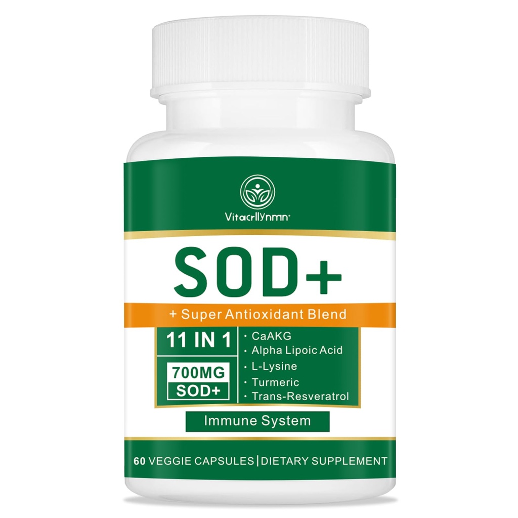 700MG Sod Superoksi Dismutase Supplement - Yüksek Potency Antioksilik Hücre Sağlığı Için Yüksek Doz - 60 Capsules