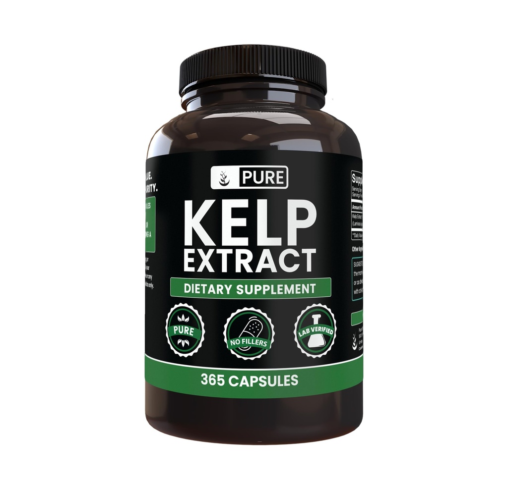Saf Original Malzemeler Kelp Ekstraksiyonu (365 Capsules) Magnezyum Or Rice Fillers, Always Pure, Lab TY