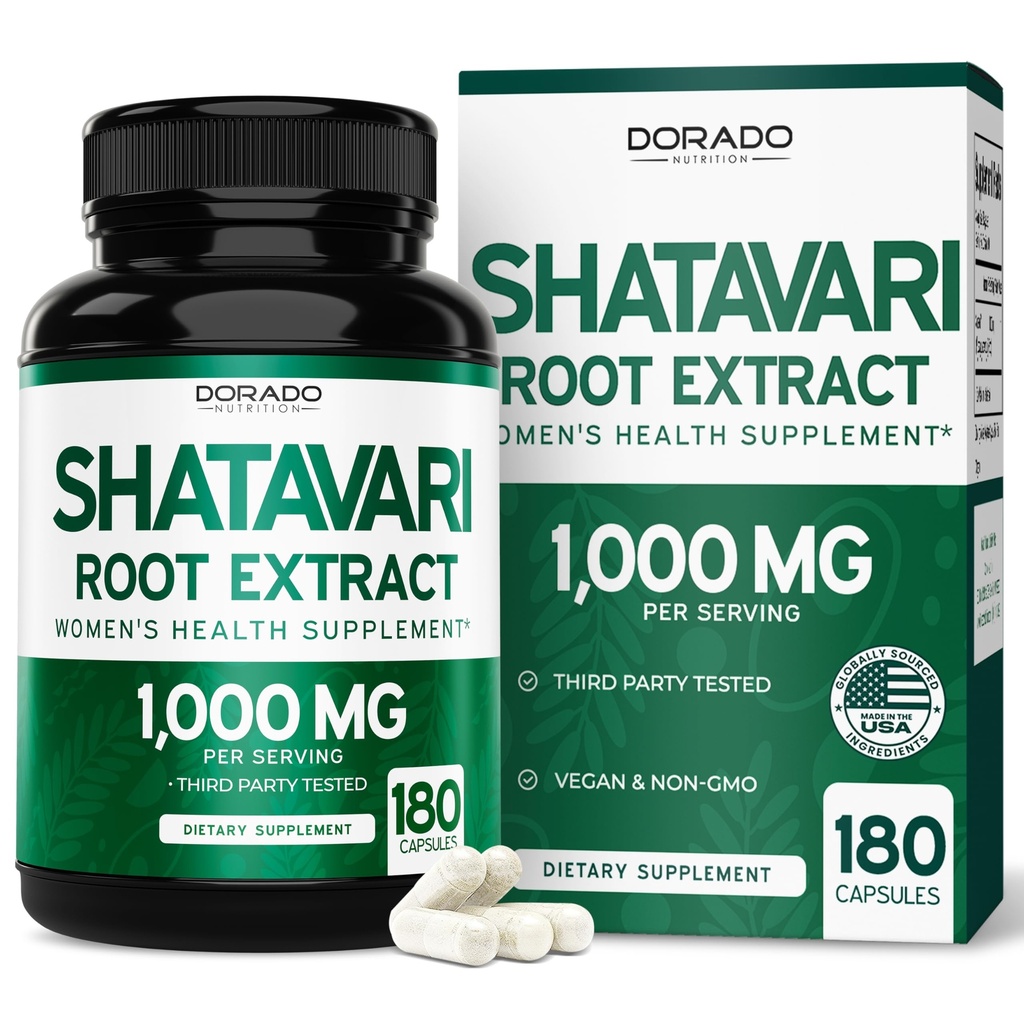 Organic Shatavari Capsules - 1,000mg Organic Shatavari Powder Per Serving (180 Capsules, 90 Day Supply) for Hormone Balance and Prolactin Production (Non-GMO, Gluten Free, Vegan Safe) - USA Made