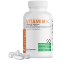 Bronson Vitamin K Triple Play (Vitamin K2 MK7 / Vitamin K2 MK4 / Vitamin K1) Full Spectrum Kompleks Vitamin K Supplement, 90 Capsules