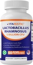 Vitamatic Lactobacillus Rhamnosus 5 Milyar per DR Capsule (10 Milyar Per 2 Capsules) - 60 Kont - Gelişmiş Digestive & Immune Support - Prebiyotik Inulin Fiber