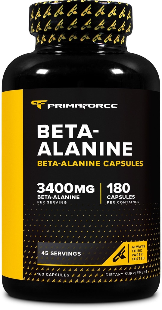 Primaforce Beta Alanine Capsules 3,400 mg, 180 Capsules (45 Hizmet) - Potent Beta-Alanine Supplement