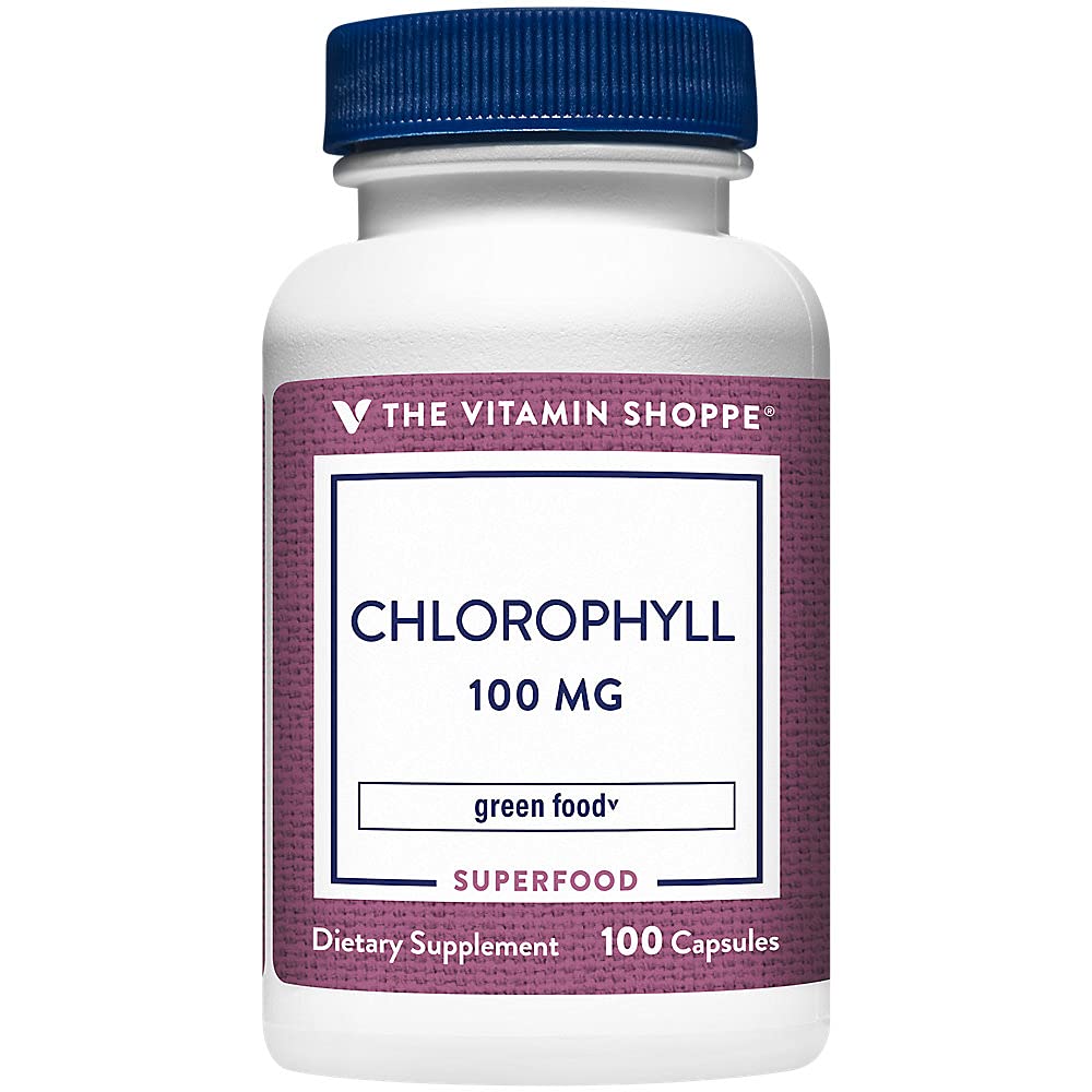 The Shoppe Chlorophyll 100mg - Doğal Gıda Tamam, Yeşil Superfood Immune System & Energy Production, 'Doodorant' (100 Capsules)