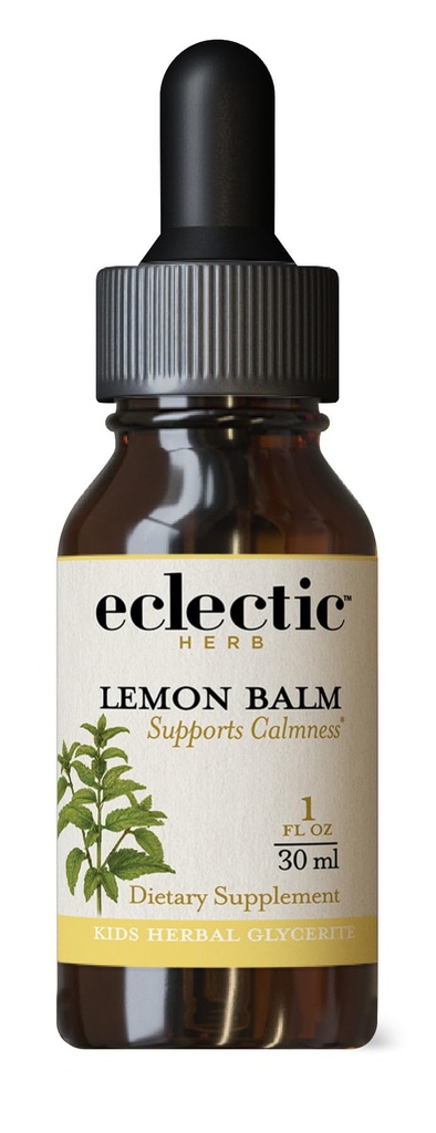 Eclectic Herb - Lemon Balm for Kids | Pure Liquid Herbal Drops for Calm & Relaxation | Nervous System Support | Vegan, Natural, Alcohol-Free, Organic, Non-GMO, Gluten-Free (1 fl oz | 30 ml)