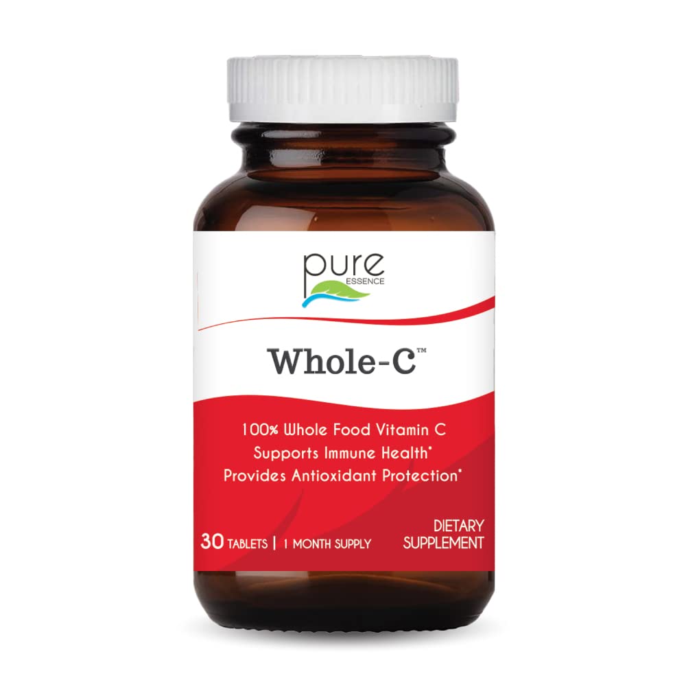 PURE ESSENCE LABS Whole-C Whole Food Vitamin C - En İyi Immune Desteği - Organik & Doğa Vitaminleri - Immunity ATM & Diyet Supplements (30 Tabletler)
