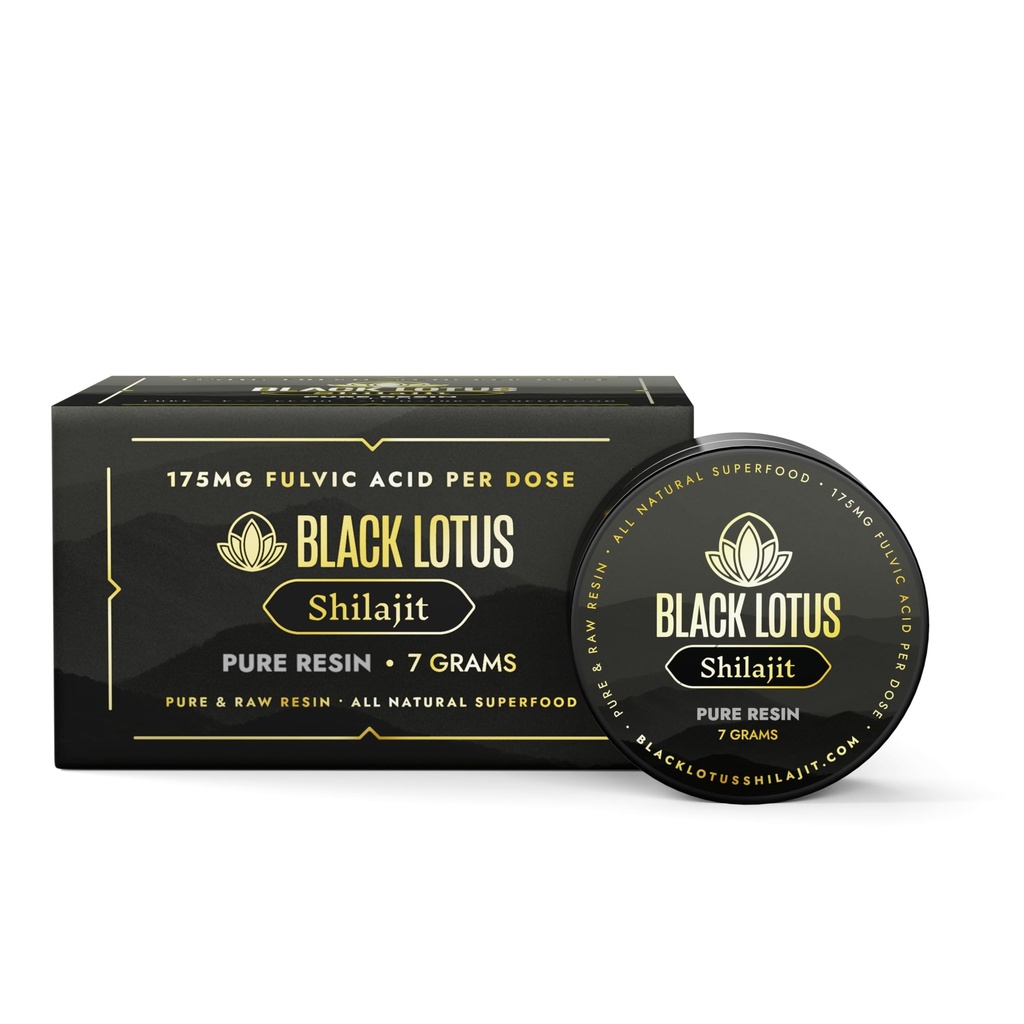 Black Lotus Pure Shilajit Resin, 7g, 100% Pure Natural Shilajit for Men & Women with Amino Acids, 175mg Fulvic Acid, 85 Ionic Trace Minerals per Serving, Superfood for Immune Support, Focus, Energy