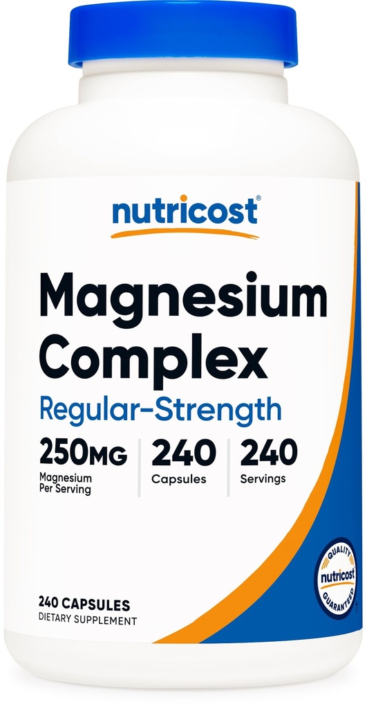 Nutricost Magnezyum 250 mg, 240 Capsules - Magnezyum Oksit, Citrate ve Glycinate - Gluten Free and Non-GMOMO