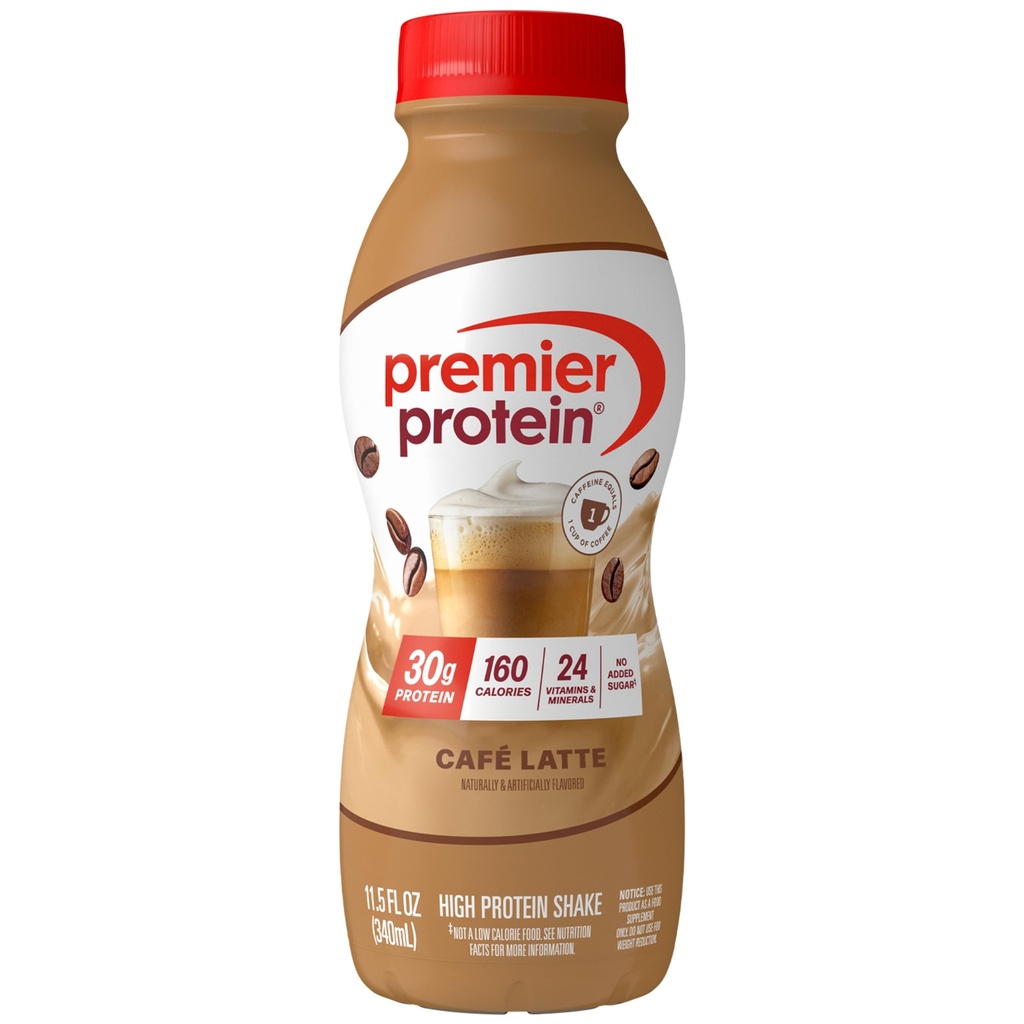 Premier Protein Shake, Café Latte, 30g Protein, No Added Sugar, 24 Vitamins & Minerals to Support Immune Health, 11.5 fl oz, 1 Pack