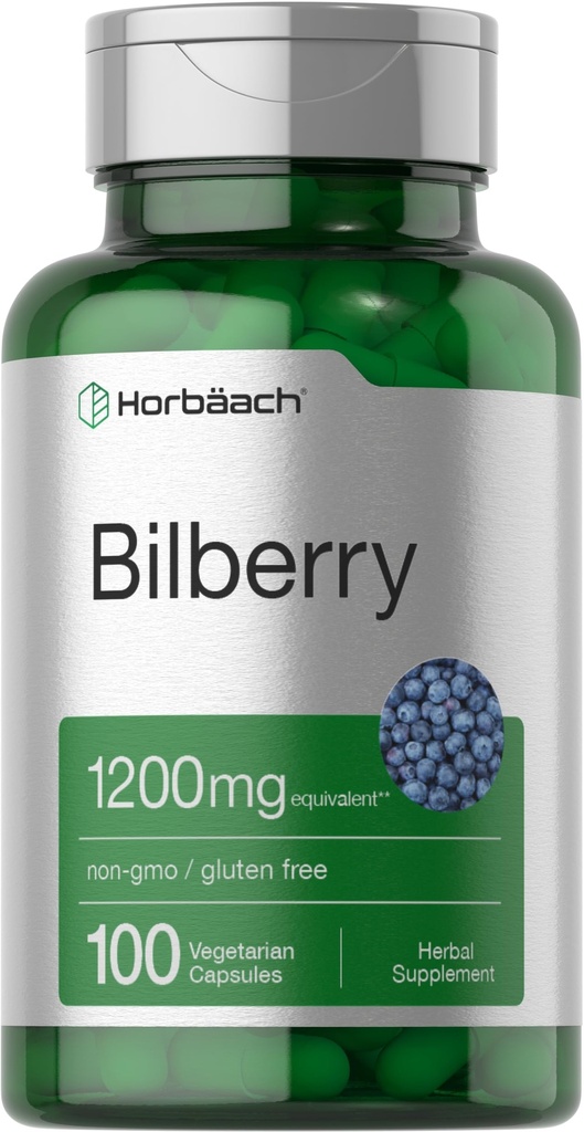 Horbäach Bilberry Fruit Extract | 100 Capsules | Vegetarian, Non-GMO, Gluten Free Supplement