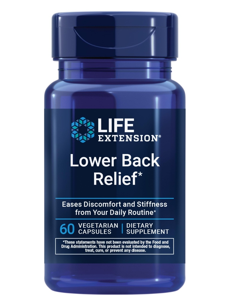 Life Extension Lower Back Relief, Chinese Chaste Tree, Ginger Extract, For Lower Back rahatsızlığı ve Occasional Stiffness, Non-GMO, Gluten Free, Vegetarian, 60 Capsuleste Tree, Ginger Extract, For Lower Back rahatsızlığı ve Occasional Stiffness, Non-GMO, Gluten Free, Vegetarian, 60 Capsules