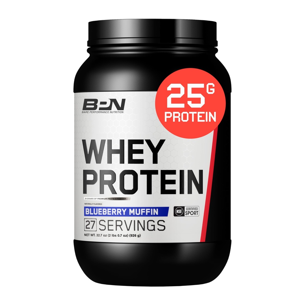 BARE PERFORMANCE NUTRITION, BPN Whey proteini + Vakain Protein Toz Toplantısı, Blueberry Muffin, 25g proteini Destekler Lean Kas Kurtarma, 27 Hizmet, Üçüncü Parti Test Edildi