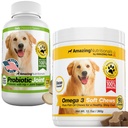 Probiotics for Dogs Joint Digestive with Skin and Coat Bundle - Omega 3 for Dogs Itchy Skin Relief for Dry Skin, Hot Spots and Shedding, Eliminates Joint Pain, Gas and Diarrhea Elimination