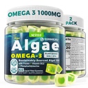 2 Pack Algae Omega 3 Gummies 1000 mg, Plant Based DHA 460mg & EPA 230 mg, Omega 3 Fish Oil Alternative for Yetişkinler, Plus MetilFolate, B12, Phosphatidylserine, No Fishy Taste, Vegan, Sugar Free