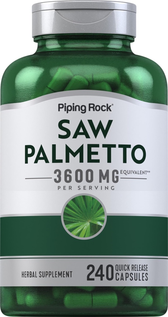 Piping Rock Saw Palmetto 3600 mg | 240 Capsules | Erkekler ve Kadınlar | No-GMO, Gluten Free Supplement
