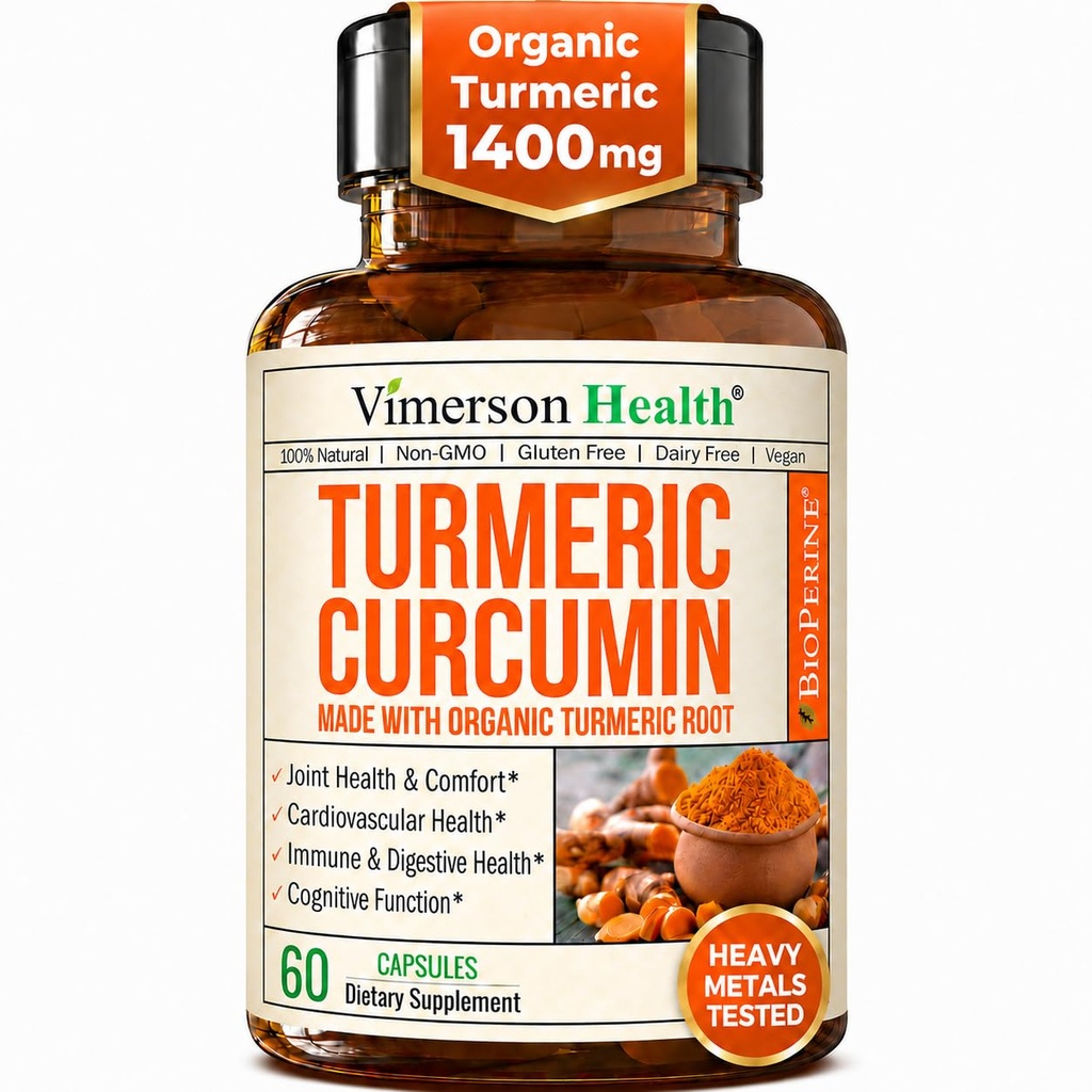 Turmeric Curcumin Supplement with Black Pepper Extract - High Potency Organic Turmeric 1400 mg &% 95 Curcuminoids for Joint & Digestive Health - Ortak Destek Supplement - 60 Vegan Curcuma Capsules