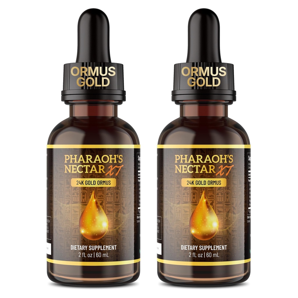 Ultra-Pure, 99.9% Liquid Gold - 24K Monoatomic Gold Ormus - Third Eye Awakening, Pineal Gland Decalcification, Awaken DNA, Unlock Light Speed Manifestation - Pharaoh's Nectar XT, 2 Pack