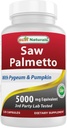 En İyi Doğallar Saw Palmetto 10:1 Erkekler için Prostate Supplements - 120 Capsules - Pygeum Bark 4:1 Ekstraksiyon & Candy Seed Toz Toz