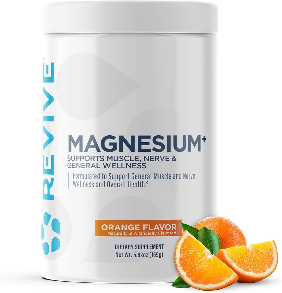 Revive MD Magnezyum Toz Supplement - Karbonat & Taurate Toz İçgörü Sağlıklı Kemikler, Kaslar ve Nerves - Vegan-Friendly, Gluten-Free & Soy-Free - 30 Hizmet, Orange