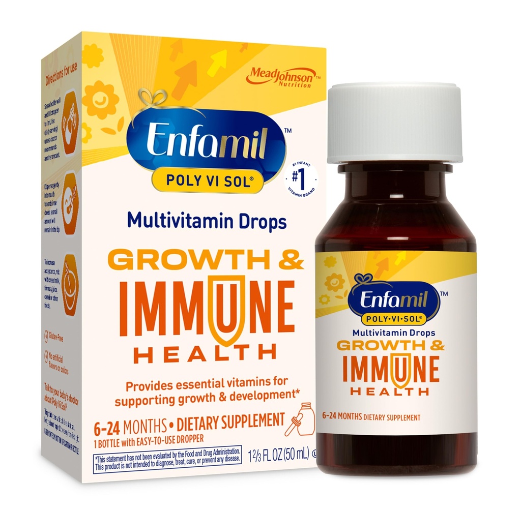 Enfamil Poly-Vi-Sol Sıvı Multivitamin Drops, Supports growth & Immune Health*, 50mL Şişe