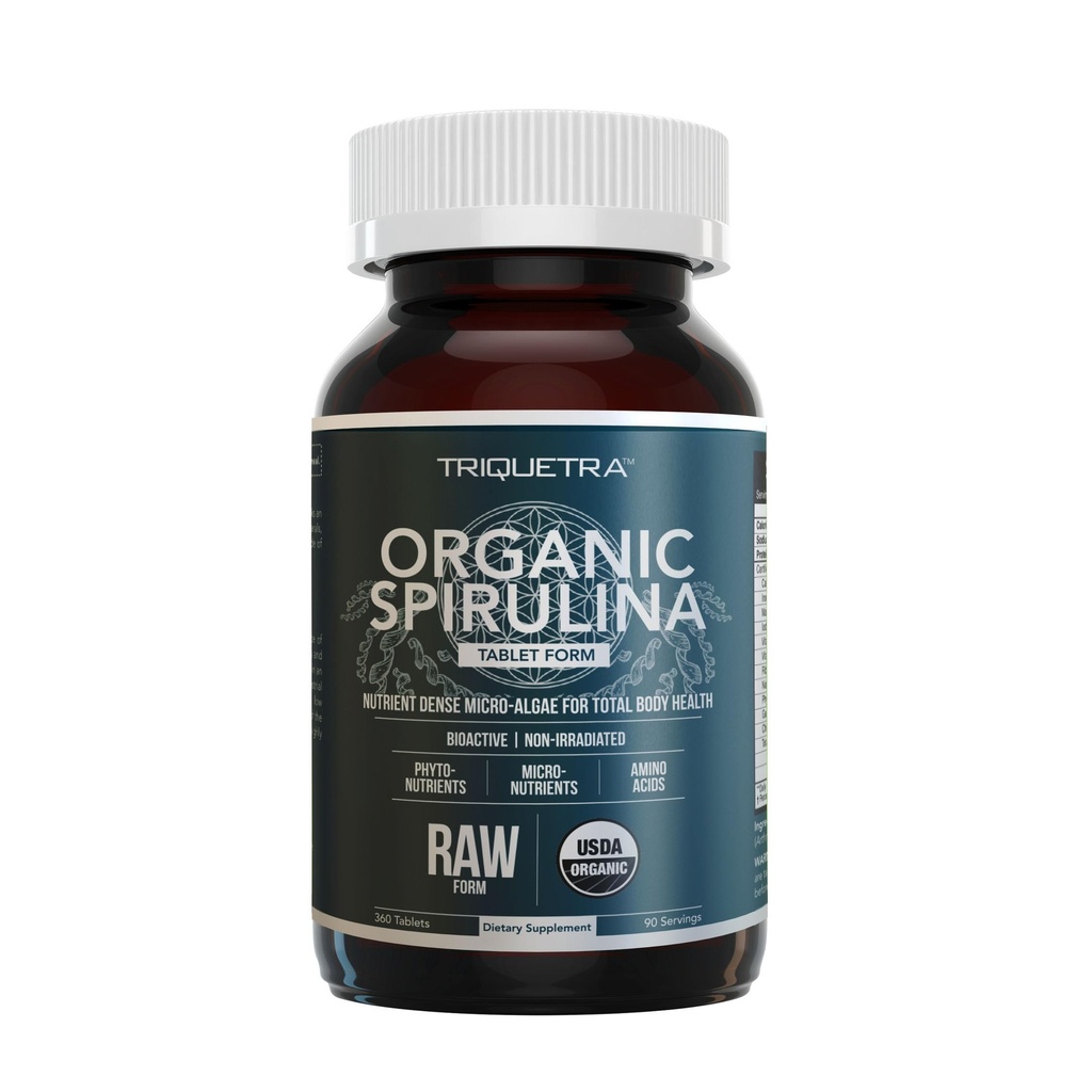 Organik Spirulina Tabletleri (360 Tablet) - Parry® Spirulina ile yapılan, Dünyadaki En İyi Spirulina, En Yüksek Nutrient Irradiated, 3 Organik Sertifikalar (90 Hizmet)
