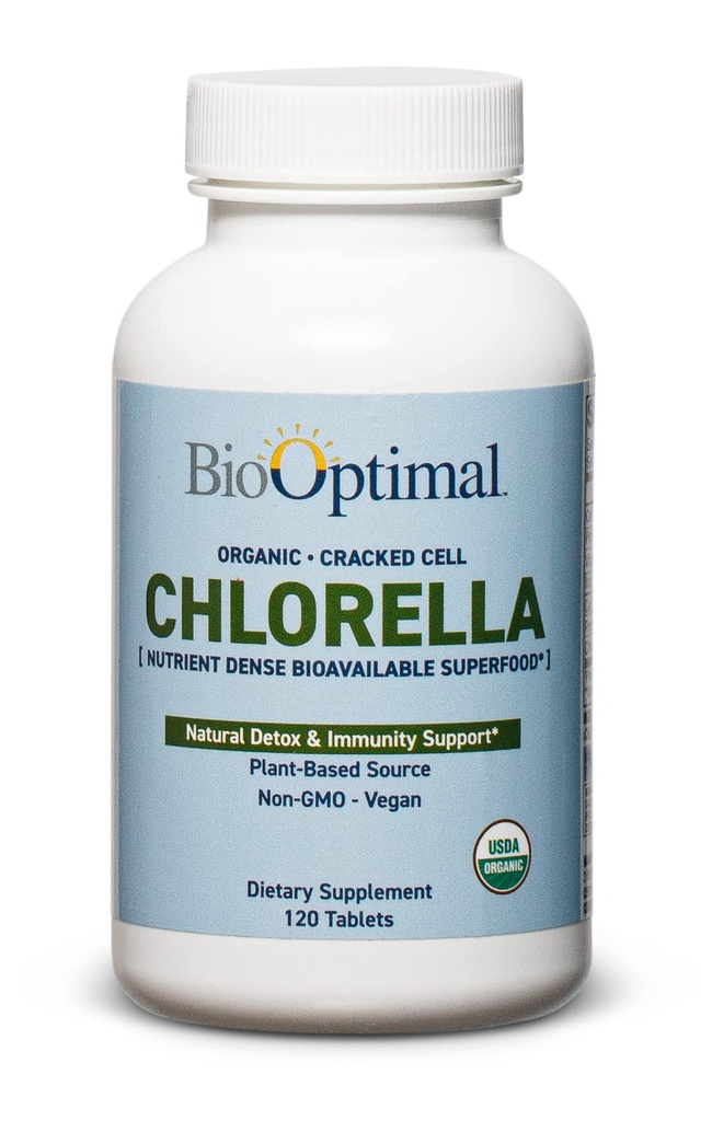 BioOptimal Organik Klorella Tabletleri - Organik, Non-GMO, Hiçbir Katkı veya Ayırmacılar - Vitaminler, Mineraller ve Antioksiler (120 Tablet) ile 500 mg Premium Kalite Diyeti Supplement