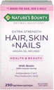 Nature's Bounty Hair Skin and Nails 5000 mcg of Biotin - 250 Coated Tablets Regular & Extra Strength (Extra Strength, Two Bottles each of 250 Softgels)